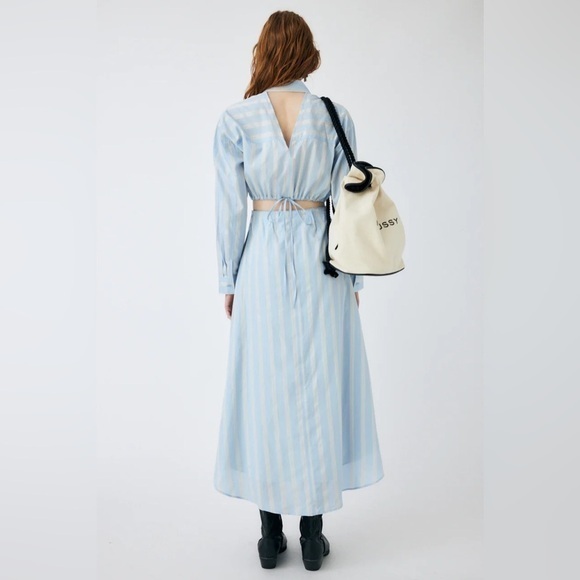 MOUSSY PENELOPE STRIPED BUTTON UP DRESS maxi‎ SIZE Small - Picture 11 of 16